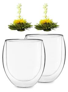 Feelino Ice, szklanki termiczne z podwójną ścianką, 4 x 320 ml, szkło borokrzemowe, herbata kwitnąca