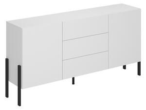 Komoda z szufladami Wezilo 184 cm - biały supermat / czarne nogi