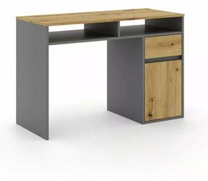 Biurko B-012 dąb artisan i antracyt z szufladą i szafką, do pokoju dziecięcego, nowoczesne