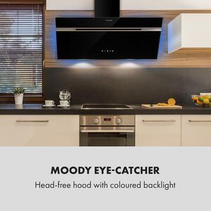 Klarstein Alina 90, okap kuchenny przyścienny, 90 cm, 600 m³/h, wyświetlacz LED, oświetlenie ambientowe, kolor czarny