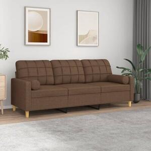 Sofa 3-osobowa z poduszkami, brÄ zowa, 180 cm, tkanina