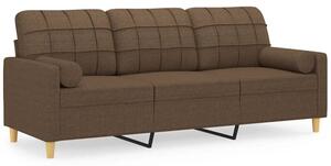 Sofa 3-osobowa z poduszkami, brÄ zowa, 180 cm, tkanina