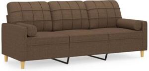 Sofa 3-osobowa z poduszkami, brÄ zowa, 180 cm, tkanina