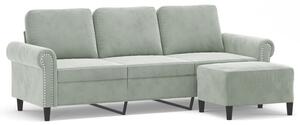 Sofa 3-osobowa z podnÃ³Å¼kiem, jasnoszara, 180 cm, aksamit