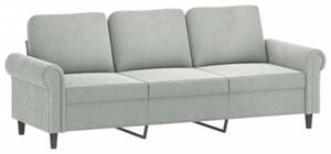 Sofa 3-osobowa z podnÃ³Å¼kiem, jasnoszara, 180 cm, aksamit