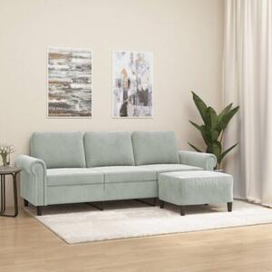 Sofa 3-osobowa z podnÃ³Å¼kiem, jasnoszara, 180 cm, aksamit