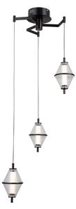 FUENTE czarna lampa wisząca klosze szkło siatkowane LED 3x5W 3000K PND-34395-3-BK
