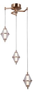 FUENTE złota lampa wisząca klosze szkło siatkowane LED 3x5W 3000K PND-34395-3-HBR