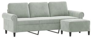 Sofa 3-osobowa z podnÃ³Å¼kiem, jasnoszara, 180 cm, aksamit