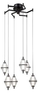 FUENTE czarna lampa wisząca klosze szkło siatkowane LED 6x5W 3000K PND-34395-6-BK