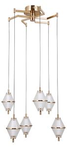 FUENTE złota lampa wisząca klosze szkło siatkowane LED 6x5W 3000K PND-34395-6-HBR