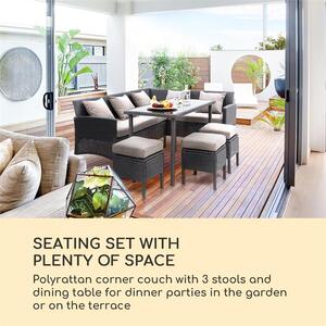 Blumfeldt Titania Dining Lounge Set, zestaw sof ogrodowych, czarno-brązowy
