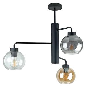Keter Lighting Żyrandol na drążku FLEX 3xE27/60W/230V czarny/dym czarny/dym beżowy/przezroczysty KE0150