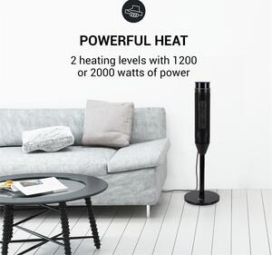 OneConcept Heat Spire, grzejnik wieżowy, 1200/2200 W, 8 godzinowy timer, termostat, czarny