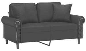 Sofa 2-osobowa z poduszkami, czarna, 120 cm, sztuczna skÃ³ra