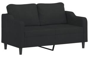 Sofa 2-osobowa z poduszkami, czarna, 140 cm, tkanina