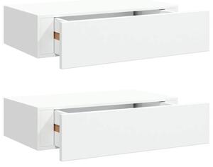 Półki ścienne z szufladą, 2 szt., białe, 40 x 23,5 x 10 cm, mdf