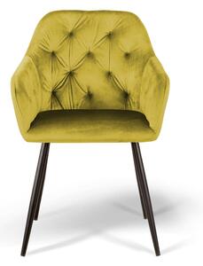 MebleMWM Krzesło z podłokietnikami - żółty welur 8175