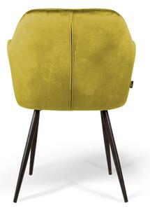 MebleMWM Krzesło z podłokietnikami - żółty welur 8175