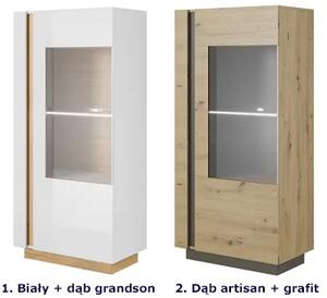 Niska witryna biały + dąb grandson A2-D07