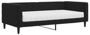 Sofa z materacem do spania, czarna, 90x190 cm, aksamit