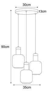 Potrójna lampa nad stół ze szklanymi kloszami - A556-Vami