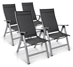 Blumfeldt London, regulowane krzesło ogrodowe, fotel ogrodowy, zestaw 4 sztuk, Textilene, aluminium, 6 pozycji, składane