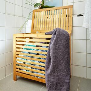 Blumfeldt Kosz na pranie, pokrywa, szczeliny wentylacyjne, bambus, stal szlachetna