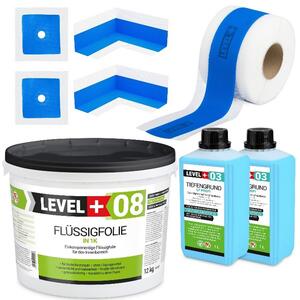 Zestaw do Hydroizolacji Folia w Pynie 12kg Tama uszczelniajca 10mb rodek Gruntujcy azienka Prysznic Level+ SET303