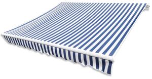 140010 Awning Top Sunshade Canvas Navy Blue and White 4x3 m
