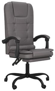 Rozkładane, masujące krzesło biurowe, szare, sztuczna skóra