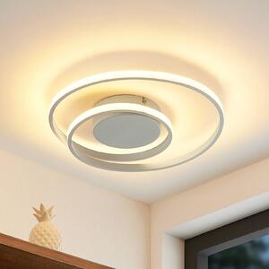Lampa sufitowa LED Emisua Lindby, możliwość ściemniania, biały / opal, salon / jadalnia, aluminium, nowoczesny
