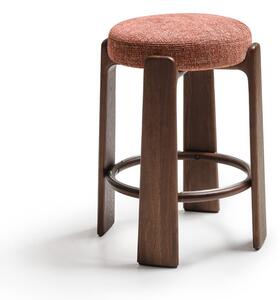 Hoker w kolorze ceglasto-ciemnonaturalnym z litego drewna jesionowego (wysokość siedziska 65 cm) Granite – Kave Home