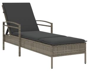 Leżak z poduszką, szary, 63x200x81 cm, polirattan