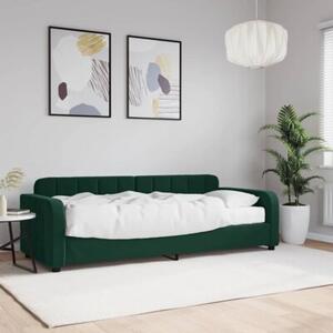 Sofa z materacem do spania, ciemnozielona, 80x200 cm, aksamit