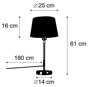 Lampa stołowa regulowana złota/mosiądz klosz czarny 25cm - Parte Oswietlenie wewnetrzne