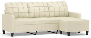 Sofa 3-osobowa z podnÃ³Å¼kiem, kremowa, 180 cm, sztuczna skÃ³ra