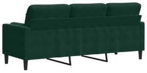 Sofa 3-osobowa z poduszkami, ciemnozielona, 180 cm, aksamit