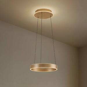 Lampa wisząca Tindra Lucande, możliwość ściemniania, mosiężny / złoty, salon / jadalnia, metal, nowoczesny