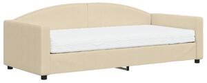 Sofa z materacem do spania, kremowa, 90x200 cm, tkanina