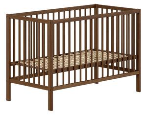 Brązowe łóżeczko z litego drewna bukowego z regulowaną wysokością 60x120 cm Dino – Vipack