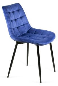 Krzesło tapicerowane do salonu BELLA Granatowe Noga Czarna