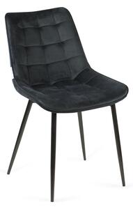 Krzesło tapicerowane welurowe do salonu BELLA Czarne Noga Czarna