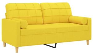 Sofa 2-osobowa z poduszkami, jasnoÅ¼Ã³Åta, 140 cm, tkanina