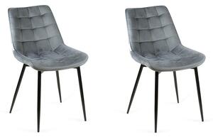 Zestaw 2 krzeseł tapicerowanych do salonu BELLA Ciemnoszare Noga Czarna