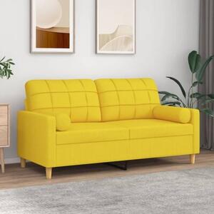 Sofa 2-osobowa z poduszkami, jasnoÅ¼Ã³Åta, 140 cm, tkanina