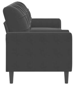 Sofa 3-osobowa z poduszkami, czarna, 210 cm, aksamit
