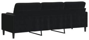 Sofa 3-osobowa z poduszkami, czarna, 210 cm, aksamit