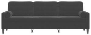 Sofa 3-osobowa z poduszkami, czarna, 210 cm, aksamit
