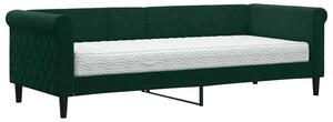 Sofa z materacem do spania, ciemnozielona, 80x200 cm, aksamit